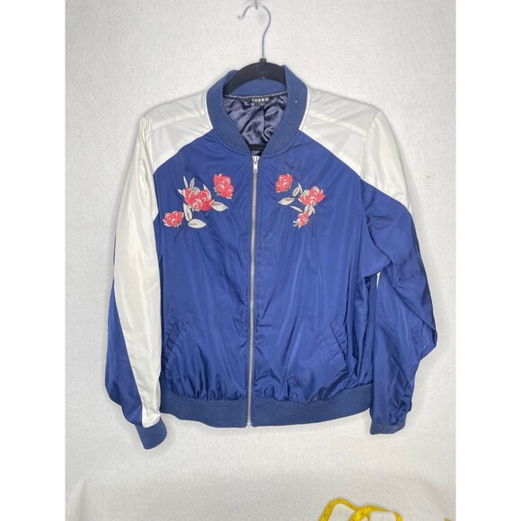 Torrid Floral Bomber Jacket Windbreaker 1x Plus Size Full Zip Pockets 14/16 - Picture 1 of 9